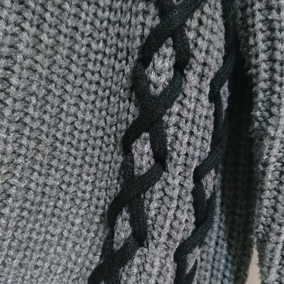 Very J Unique Lace Up Chunky Knit Sweater - Picture 5 of 7